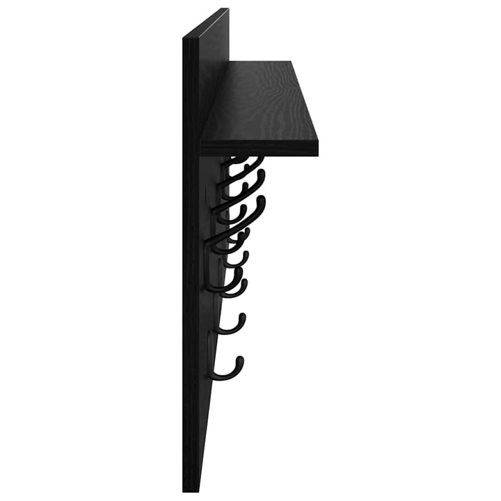 Vægmonteret Jakkeholder med hylde Sort eg 100 x 40 x 12 cm
