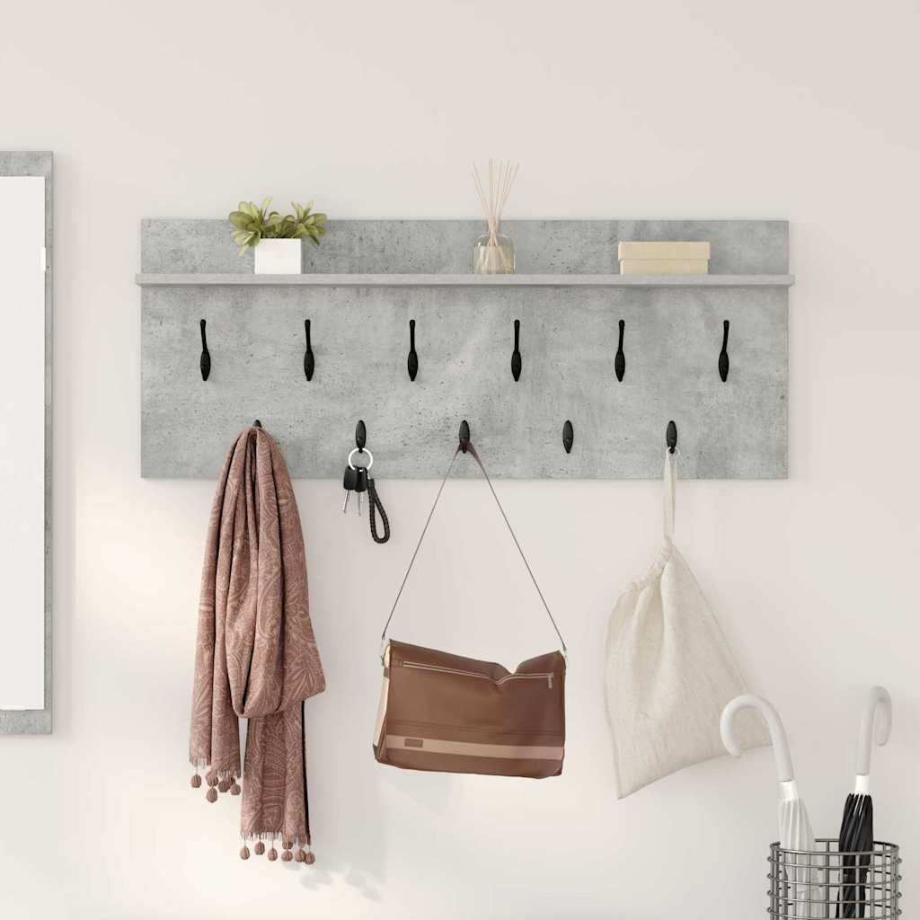 Vægmonteret Jakkeholder med hylde Beton Grå 100 x 40 x 12 cm