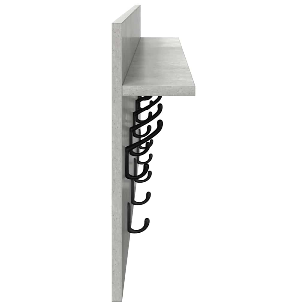 Vægmonteret Jakkeholder med hylde Beton Grå 100 x 40 x 12 cm