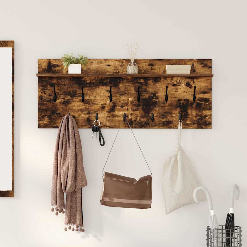 Vægmonteret Jakkeholder med hylde Røget eg 100 x 40 x 12 cm