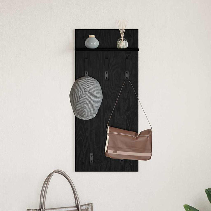 Vægmonteret Jakkeholder Sort eg 40 x 10 x 90 cm Konstrueret træ