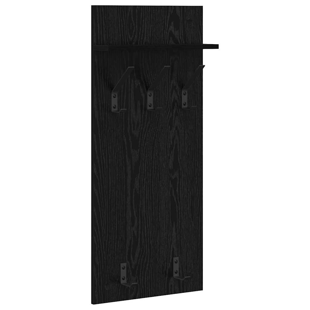 Vægmonteret Jakkeholder Sort eg 40 x 10 x 90 cm Konstrueret træ