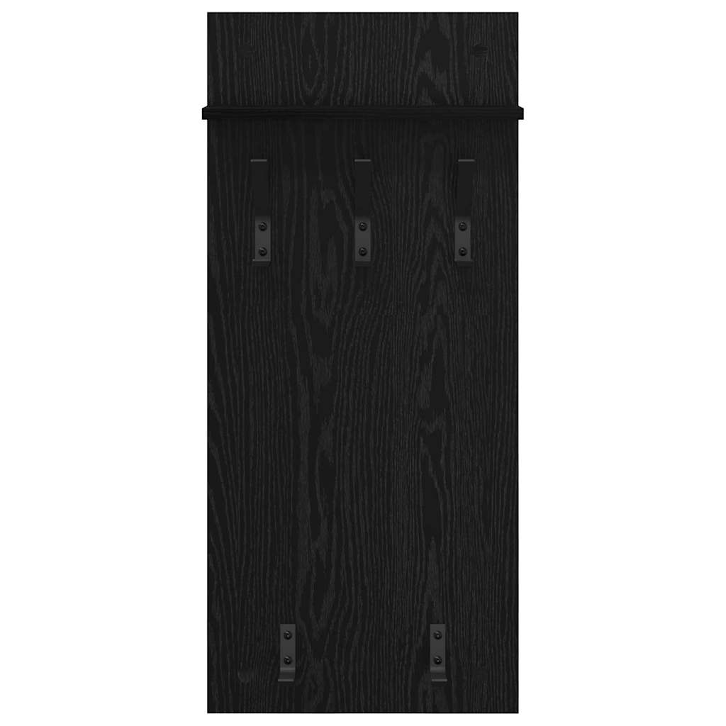 Vægmonteret Jakkeholder Sort eg 40 x 10 x 90 cm Konstrueret træ