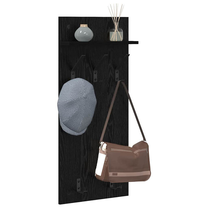 Vægmonteret Jakkeholder Sort eg 40 x 10 x 90 cm Konstrueret træ
