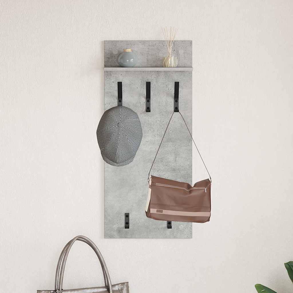 Vægmonteret Jakkeholder med hylde Beton Grå 40 x 10 x 90 cm