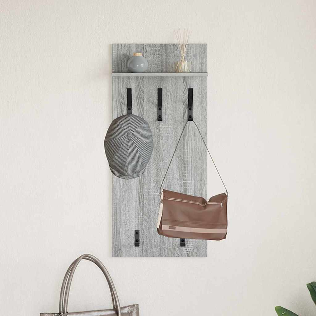 Vægmonteret Jakkeholder med hylde Grå Sonoma 40 x 10 x 90 cm