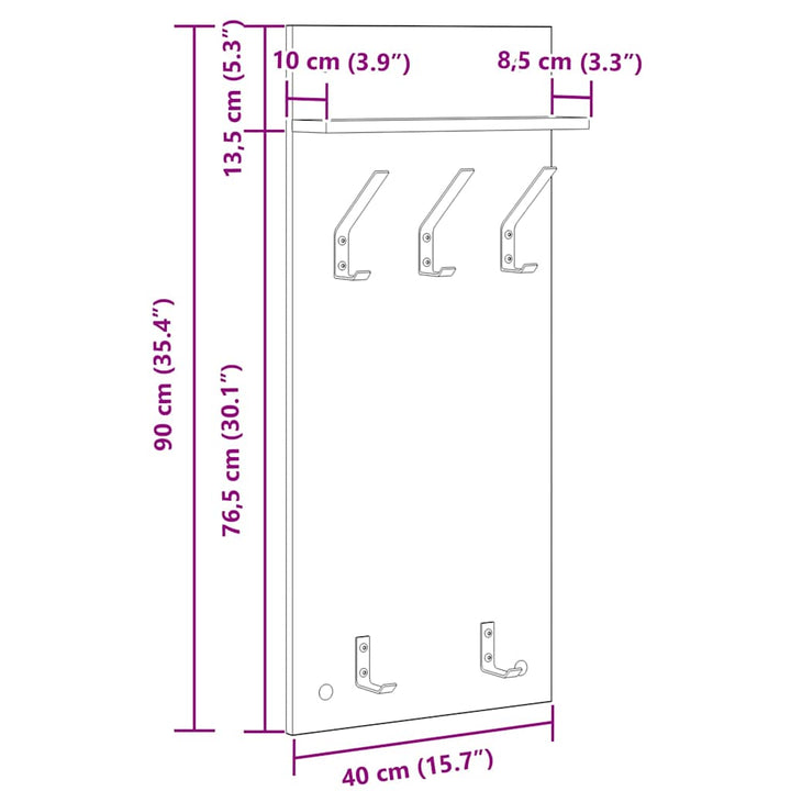 Vægmonteret Jakkeholder Vægmonteret Gammelt træ 40 x 10 x 90 cm