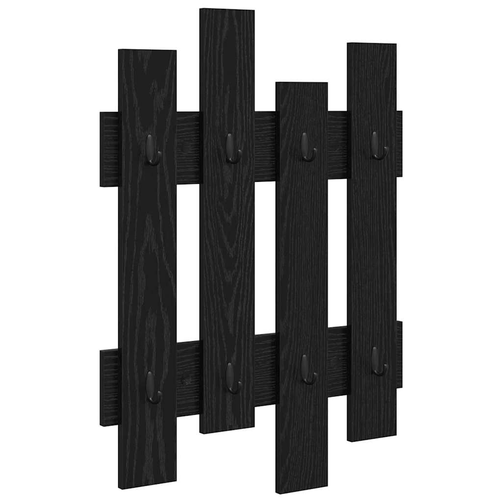 Vægmonteret Jakkeholder Sort eg 60 x 3 x 82 cm Konstrueret træ