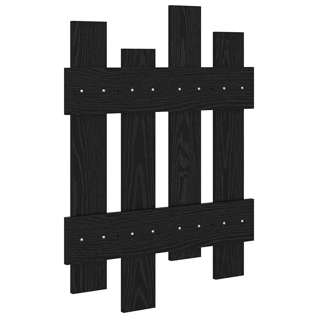 Vægmonteret Jakkeholder Sort eg 60 x 3 x 82 cm Konstrueret træ