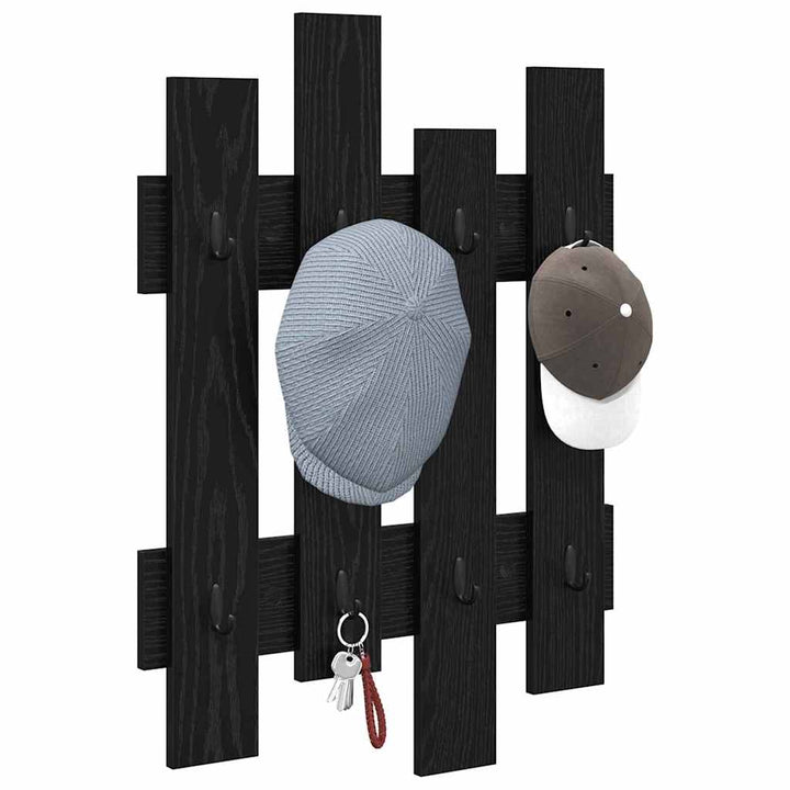 Vægmonteret Jakkeholder Sort eg 60 x 3 x 82 cm Konstrueret træ