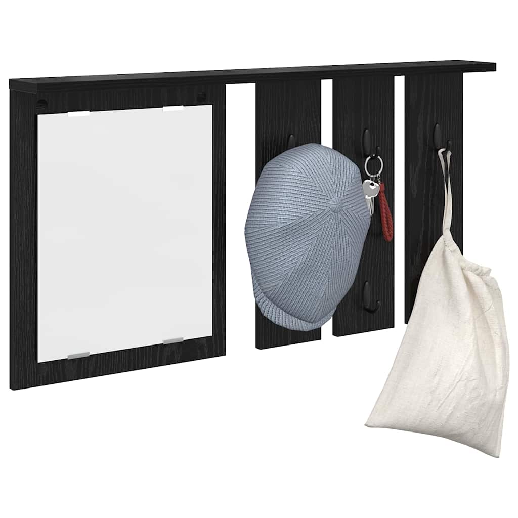 Vægmonteret Jakkeholder Vægmonteret Sort eg 85 x 10 x 45 cm