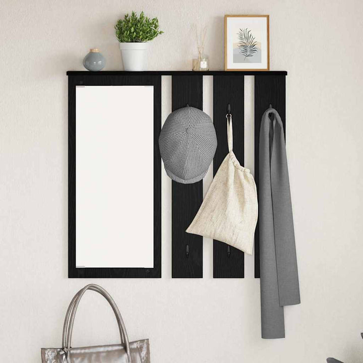 Vægmonteret Jakkeholder Sort eg 84 x 10 x 80 cm Konstrueret træ