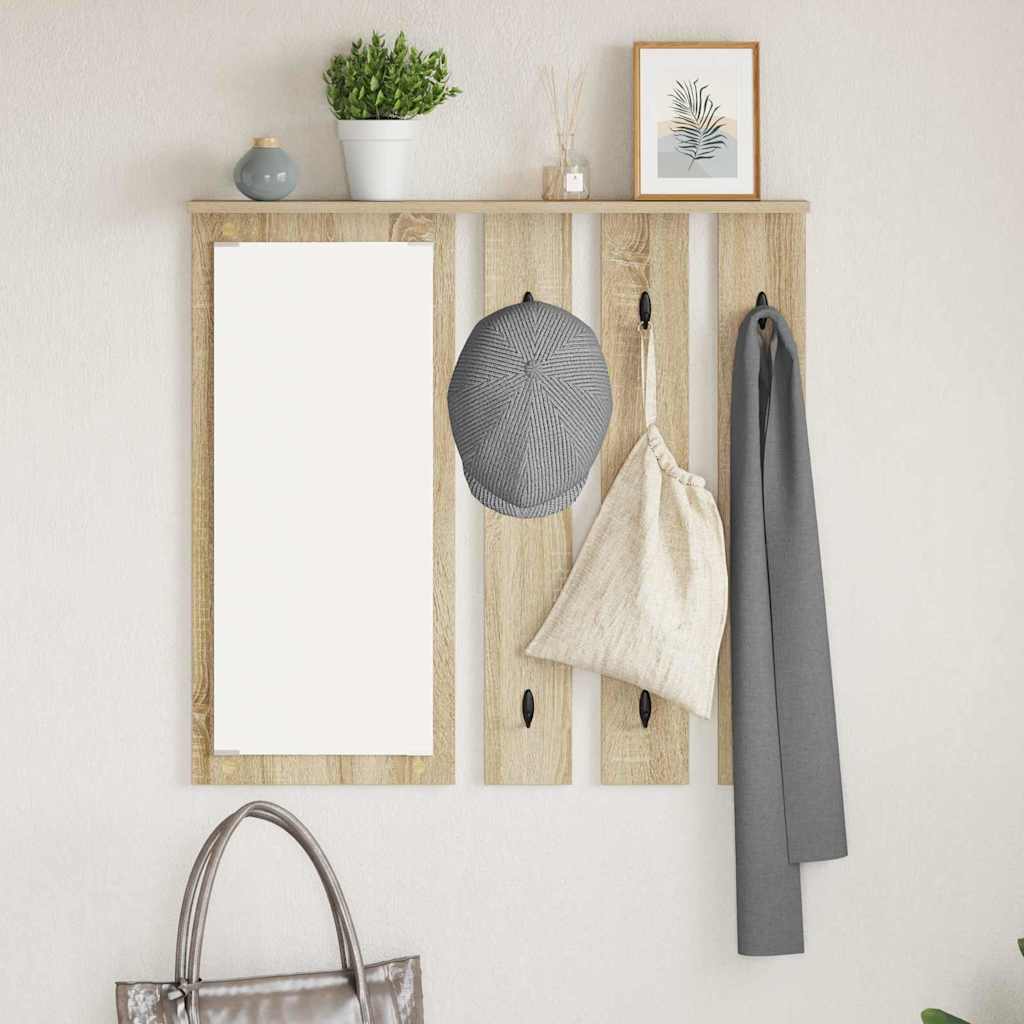 Vægmonteret Jakkeholder med hylde Sonoma-eg 84 x 10 x 80 cm