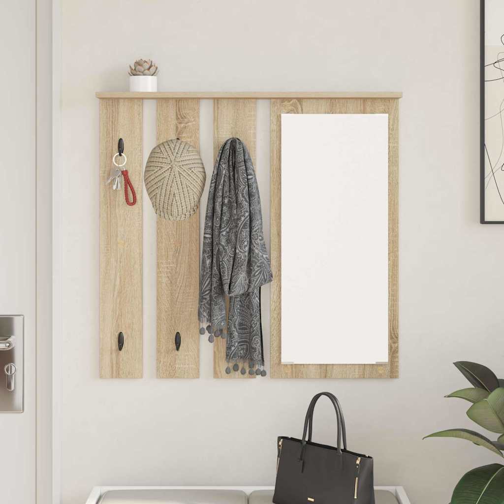 Vægmonteret Jakkeholder med hylde Sonoma-eg 84 x 10 x 80 cm