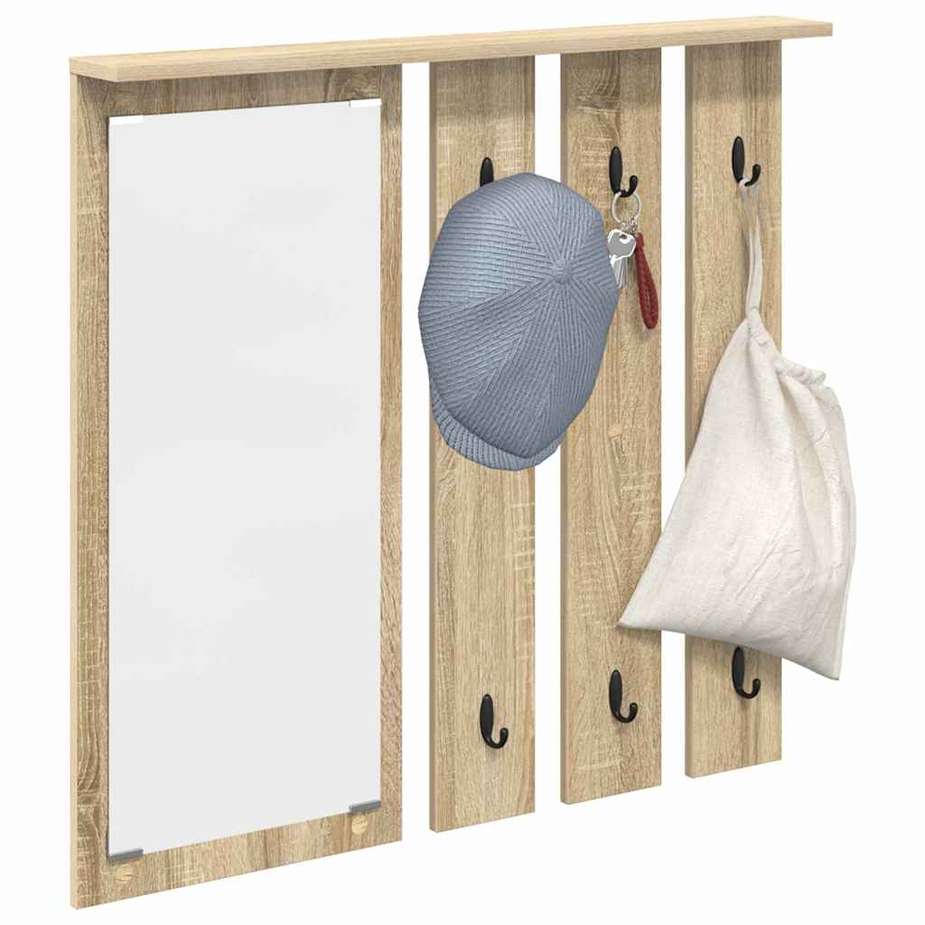Vægmonteret Jakkeholder med hylde Sonoma-eg 84 x 10 x 80 cm