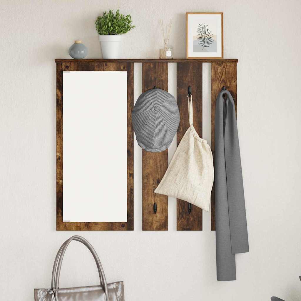 Vægmonteret Jakkeholder med hylde Røget eg 84 x 10 x 80 cm