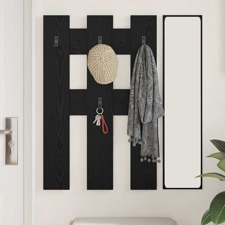 Vægmonteret Jakkeholder Sort eg 65 x 3 x 100 cm Konstrueret træ