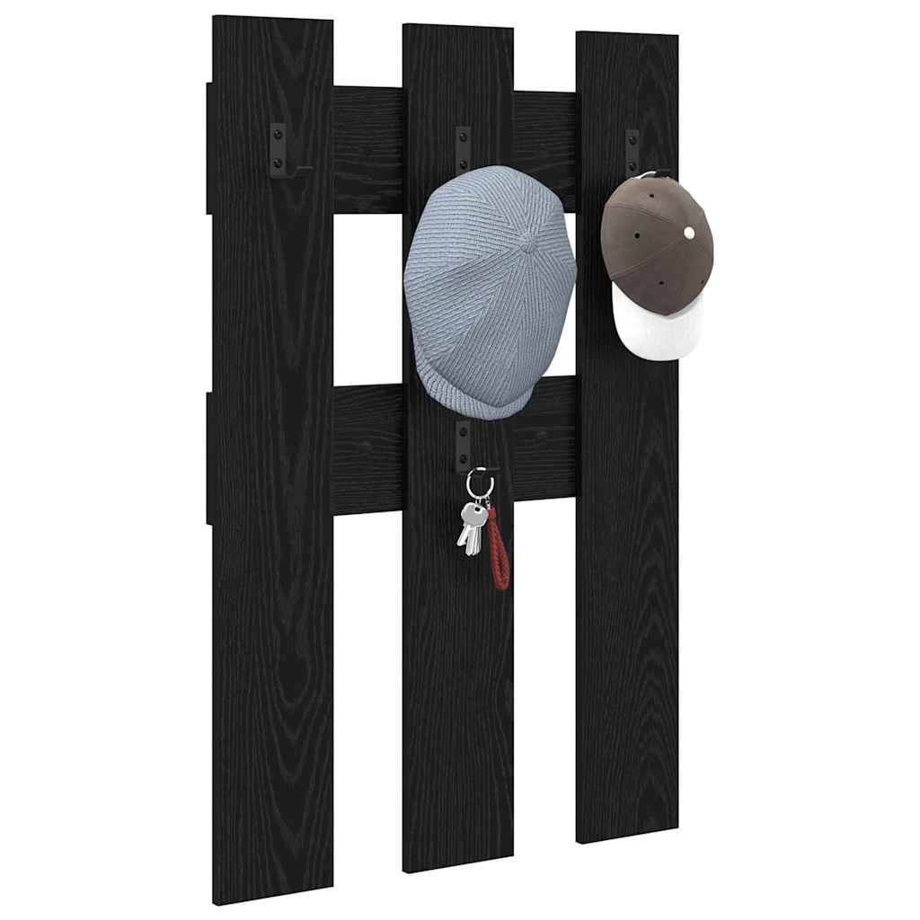 Vægmonteret Jakkeholder Sort eg 65 x 3 x 100 cm Konstrueret træ