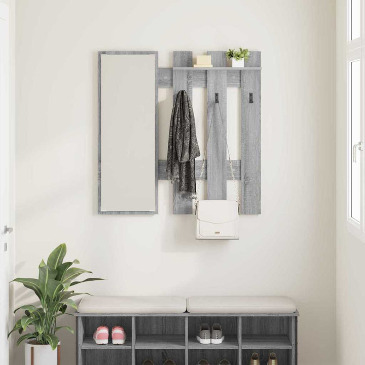 Vægmonteret Jakkeholder med spejl Grå Sonoma 100 x 10 x 100 cm