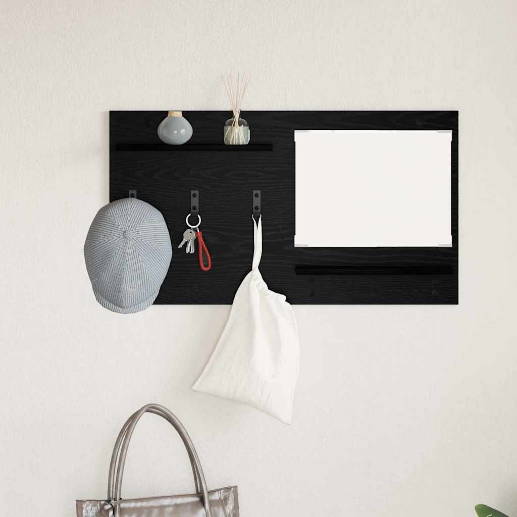 Vægmonteret Jakkeholder Sort eg 90 x 10 x 50 cm Konstrueret træ