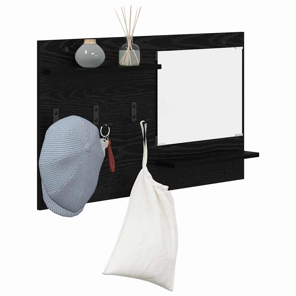 Vægmonteret Jakkeholder Sort eg 90 x 10 x 50 cm Konstrueret træ