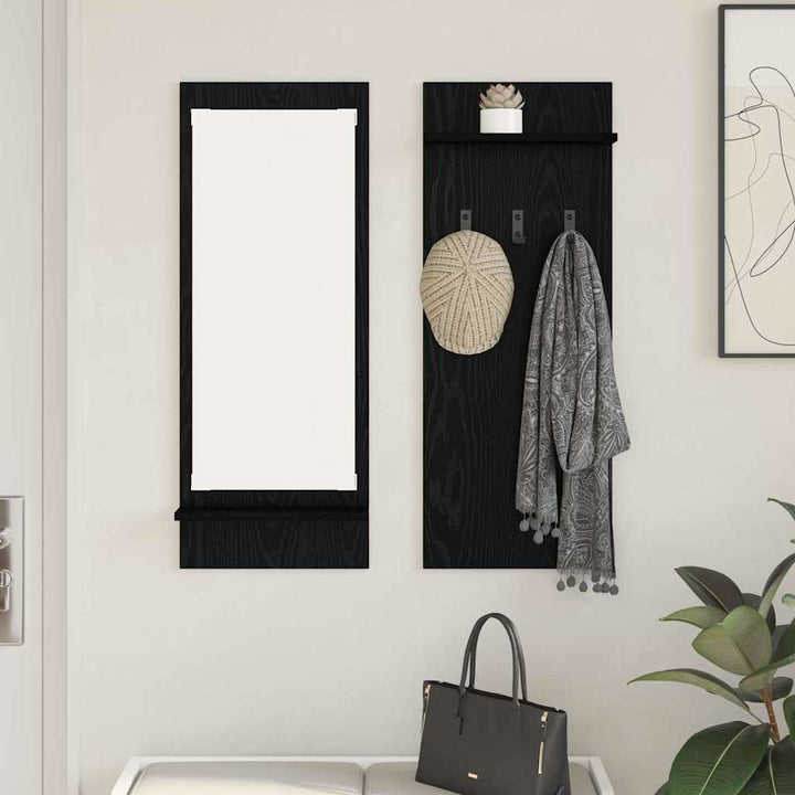 Vægmonteret Jakkeholder Vægmonteret Sort eg 70 x 10 x 90 cm