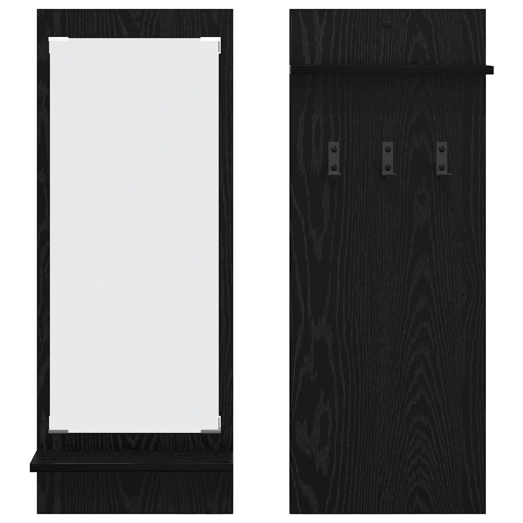 Vægmonteret Jakkeholder Sort eg 70 x 10 x 90 cm Konstrueret træ