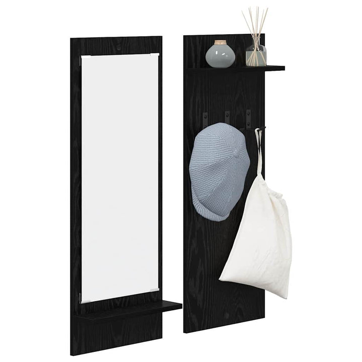 Vægmonteret Jakkeholder Sort eg 70 x 10 x 90 cm Konstrueret træ