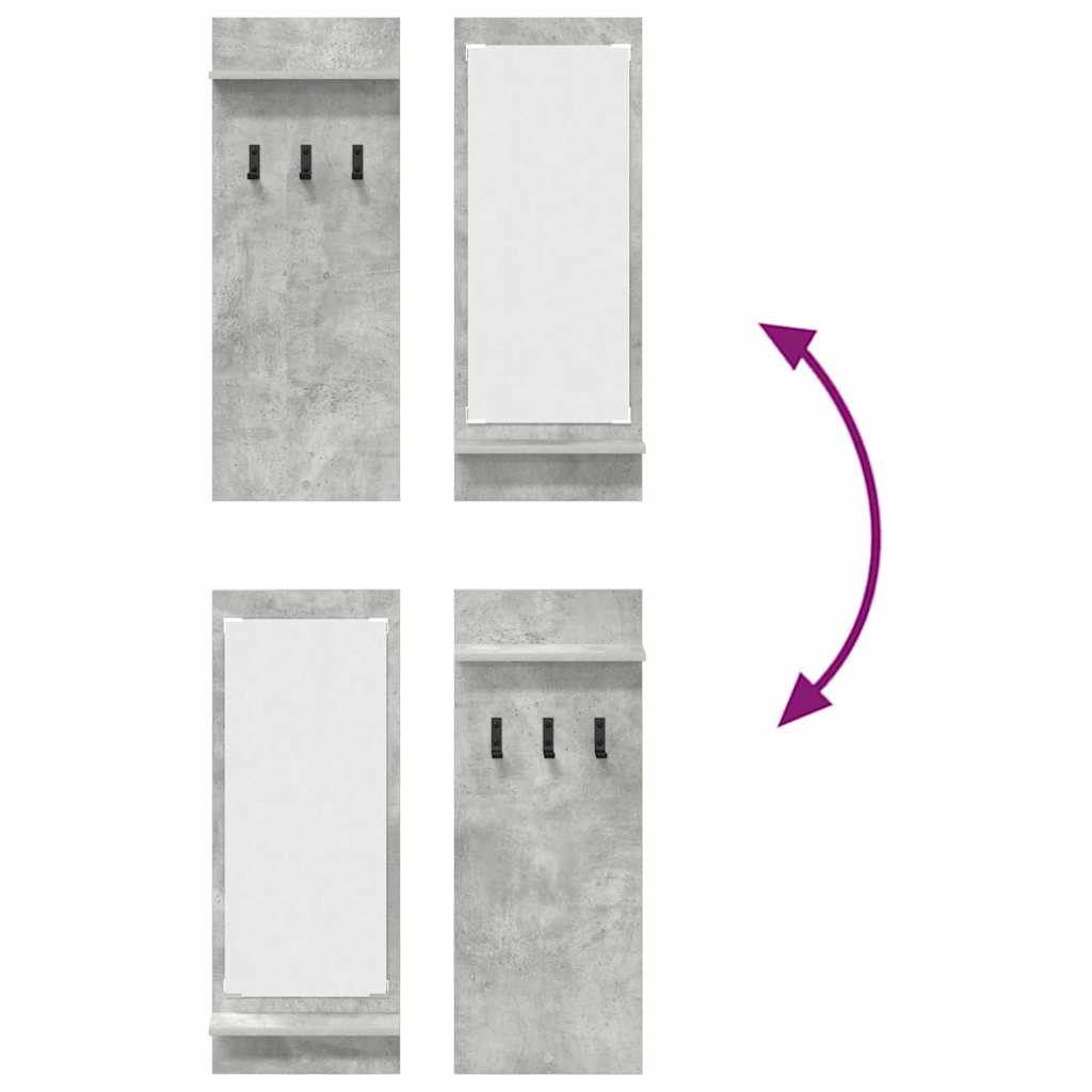 Vægmonteret Jakkeholder med hylde Beton Grå 70 x 10 x 90 cm