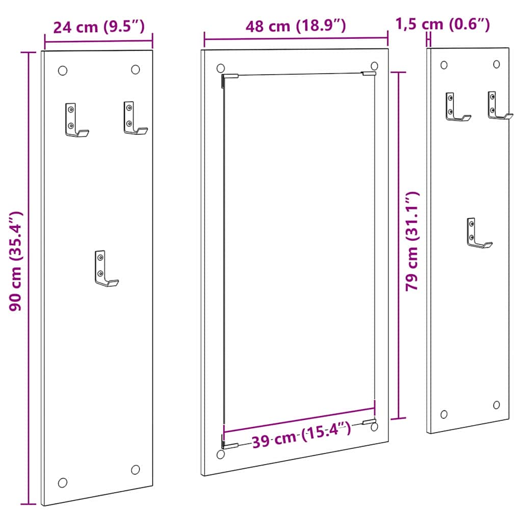 Vægmonteret Jakkeholder Hvid 96 x 1,5 x 90 cm Konstrueret træ