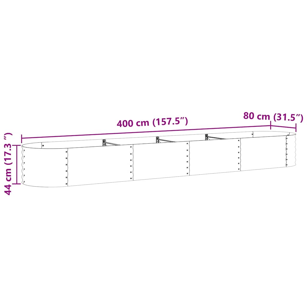 Hævet bed Brun 400 x 80 x 44 cm Stål