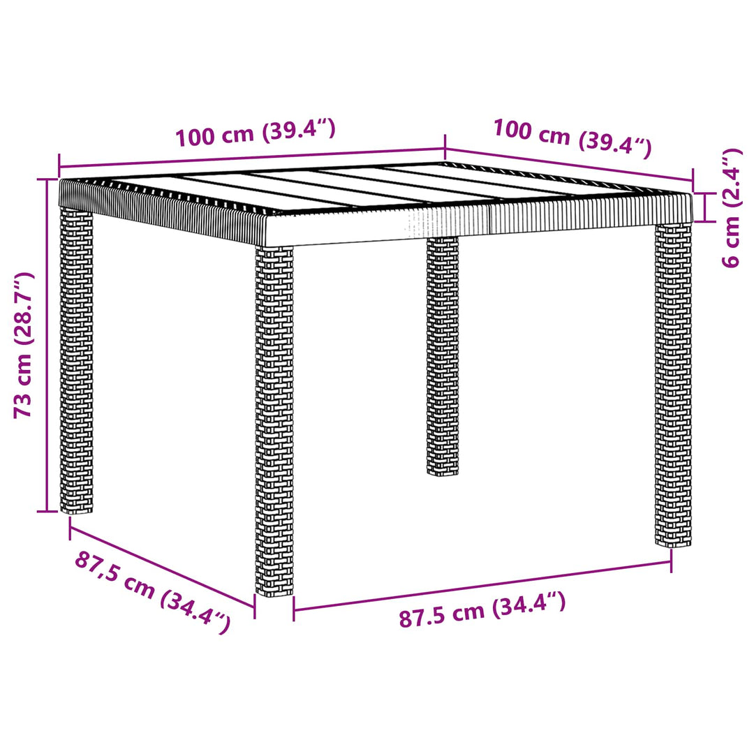 Havemøbel Bord Antracit 100 x 100 x 73 cm polyrattan