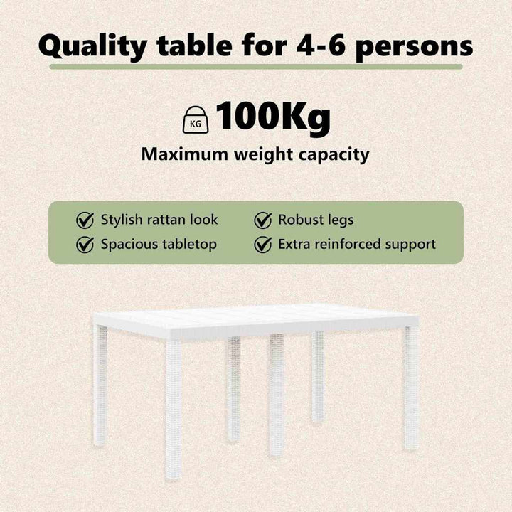 Havemøbel Bord Hvid 150 x 100 x 73 cm polyrattan