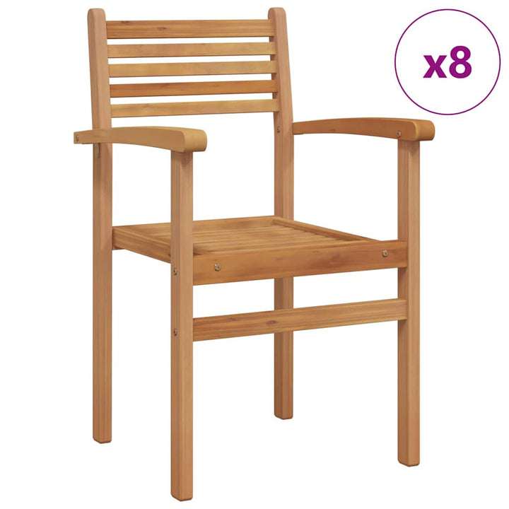 Stol 8 stk. Brun Massiv Teaktræ