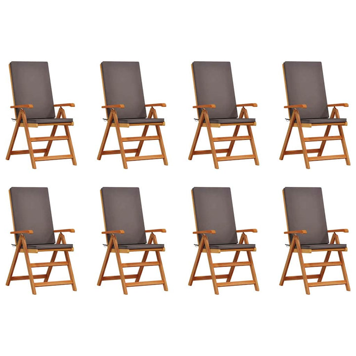Have Stol 8 stk. Brun og grå Massiv Teaktræ