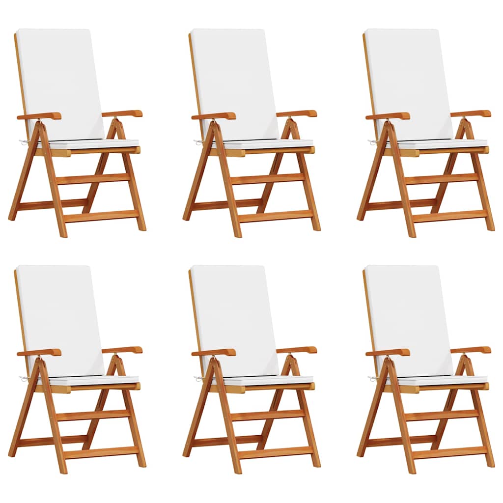 Have Stol 6 stk. Brun og hvid Massiv Teaktræ