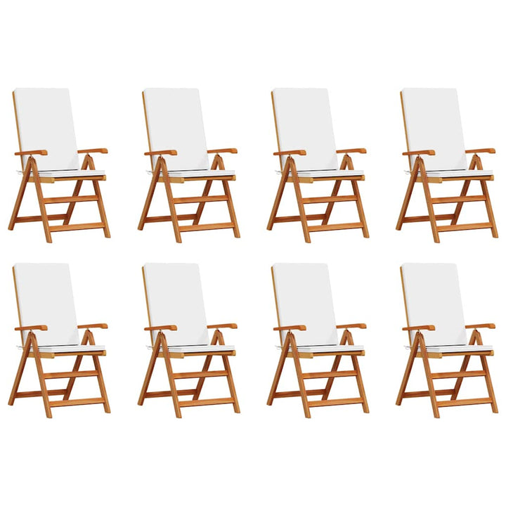 Have Stol 8 stk. Brun og hvid Massiv Teaktræ