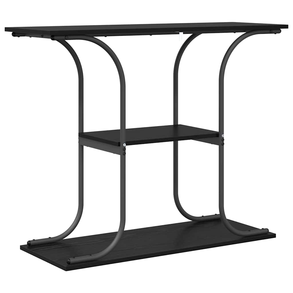 Konsolbord med hylde Sort eg 101 x 35 x 80,5 cm Konstrueret træ