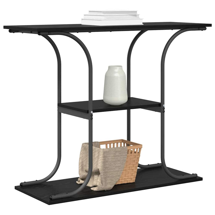 Konsolbord med hylde Sort eg 101 x 35 x 80,5 cm Konstrueret træ