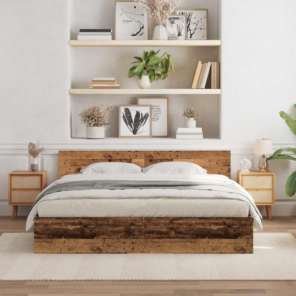 Sengestel Gammelt træ 203 x 185 x 70 cm Konstrueret træ