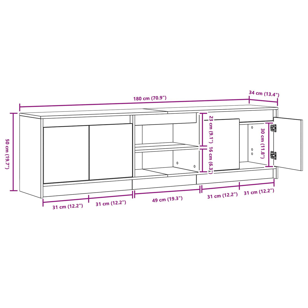 TV Enheder 2 pcs Sort 180 x 34 x 50 cm Konstrueret træ