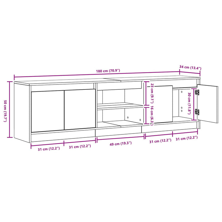 TV Enheder 2 pcs Sort 180 x 34 x 50 cm Konstrueret træ