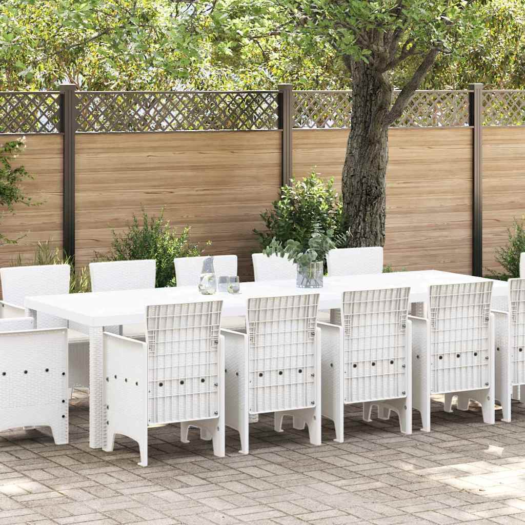 Have Spisebordssæt med pude 13 pcs Hvid Poly rattan og Bomuld