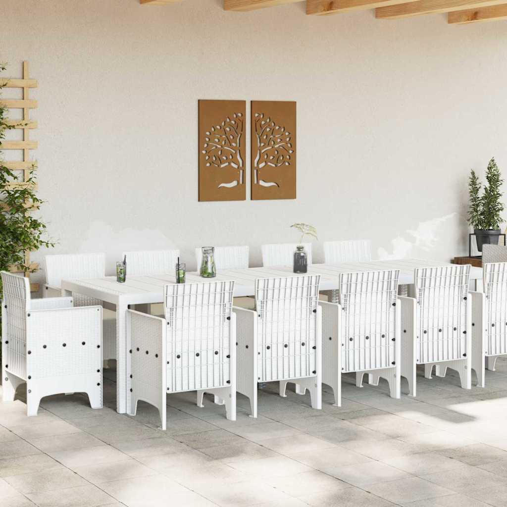 Have Spisebordssæt med pude 13 pcs Hvid Poly rattan og Bomuld