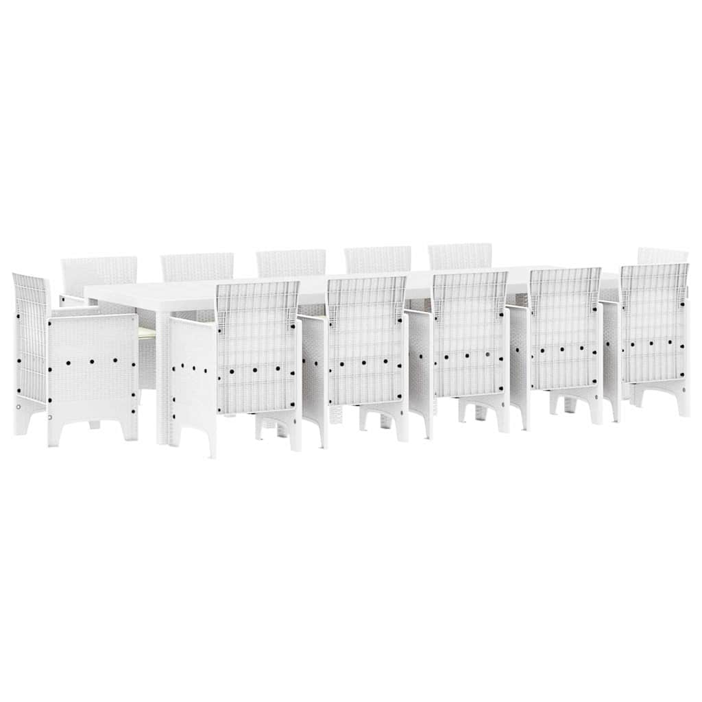 Have Spisebordssæt med pude 13 pcs Hvid Poly rattan og Bomuld