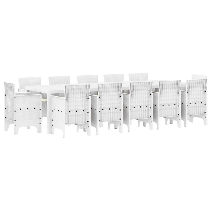 Have Spisebordssæt med pude 13 pcs Hvid Poly rattan og Bomuld
