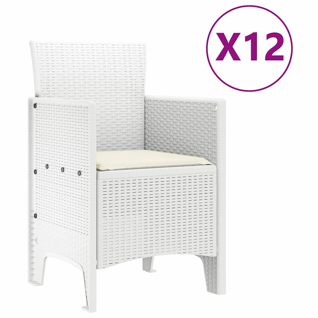 Have Spisebordssæt med pude 13 pcs Hvid Poly rattan og Bomuld