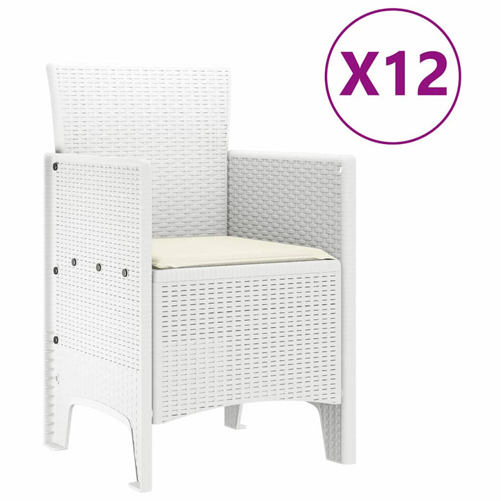 Have Spisebordssæt med pude 13 pcs Hvid Poly rattan og Bomuld