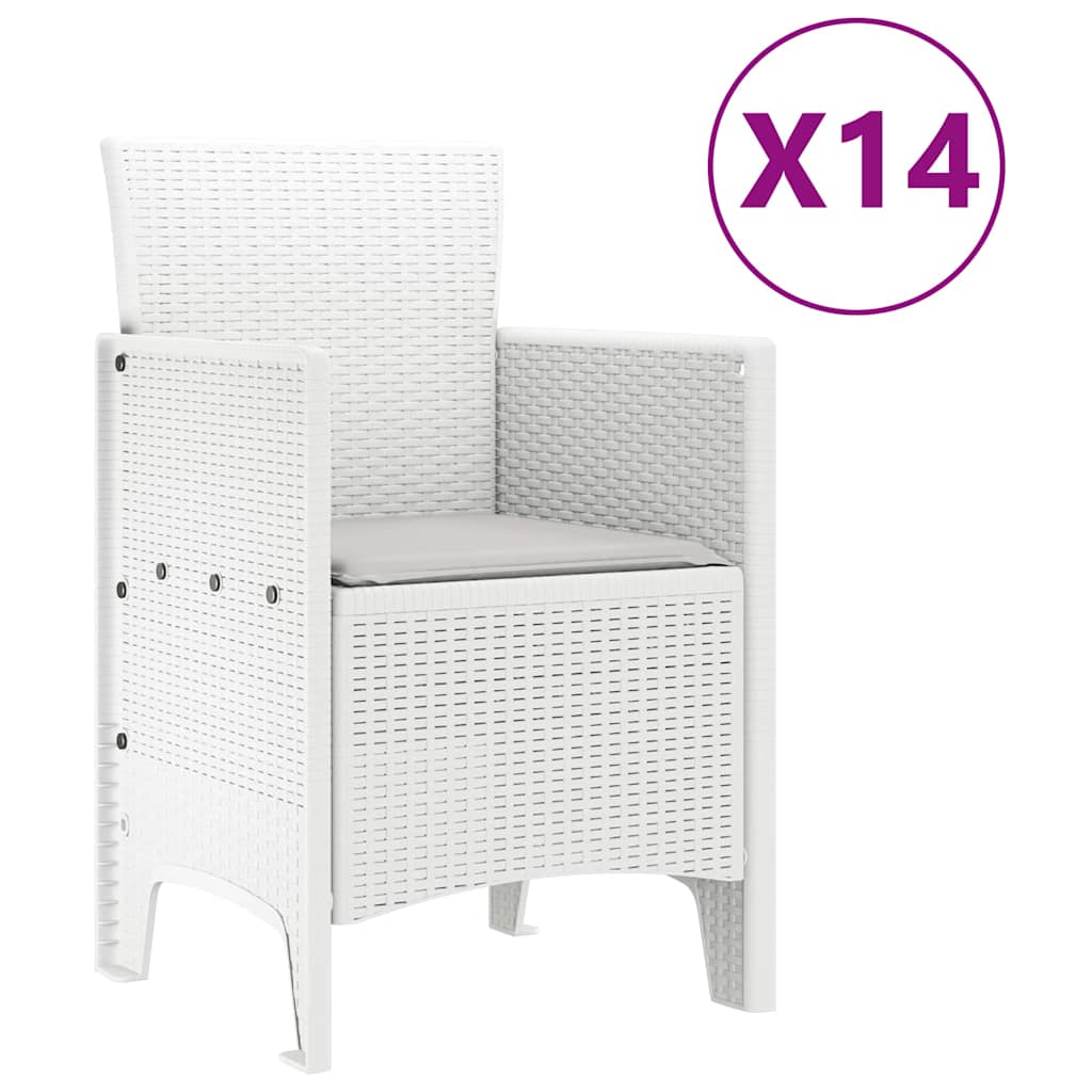 Have Spisebordssæt 15 stk. Hvid Polt rattan