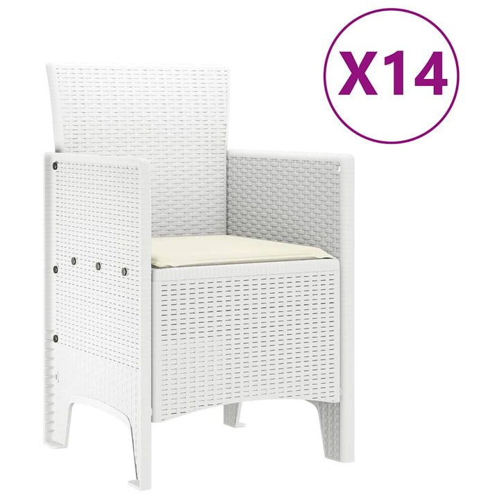 Have Spisebordssæt 15 stk. Hvid Polt rattan